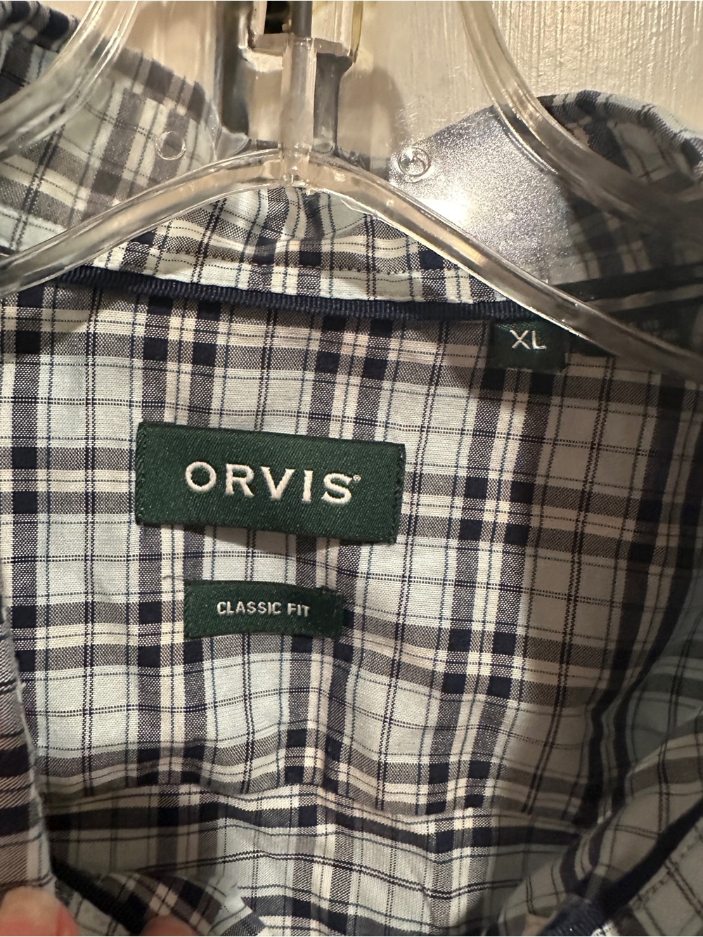 Orvis Men’s XL Classic Fit Blue Plaid Long Sleeve Button Down Shirt